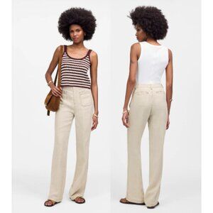 Madewell 100% Linen Patch Pocket Flare Pant NWT in Oat 4